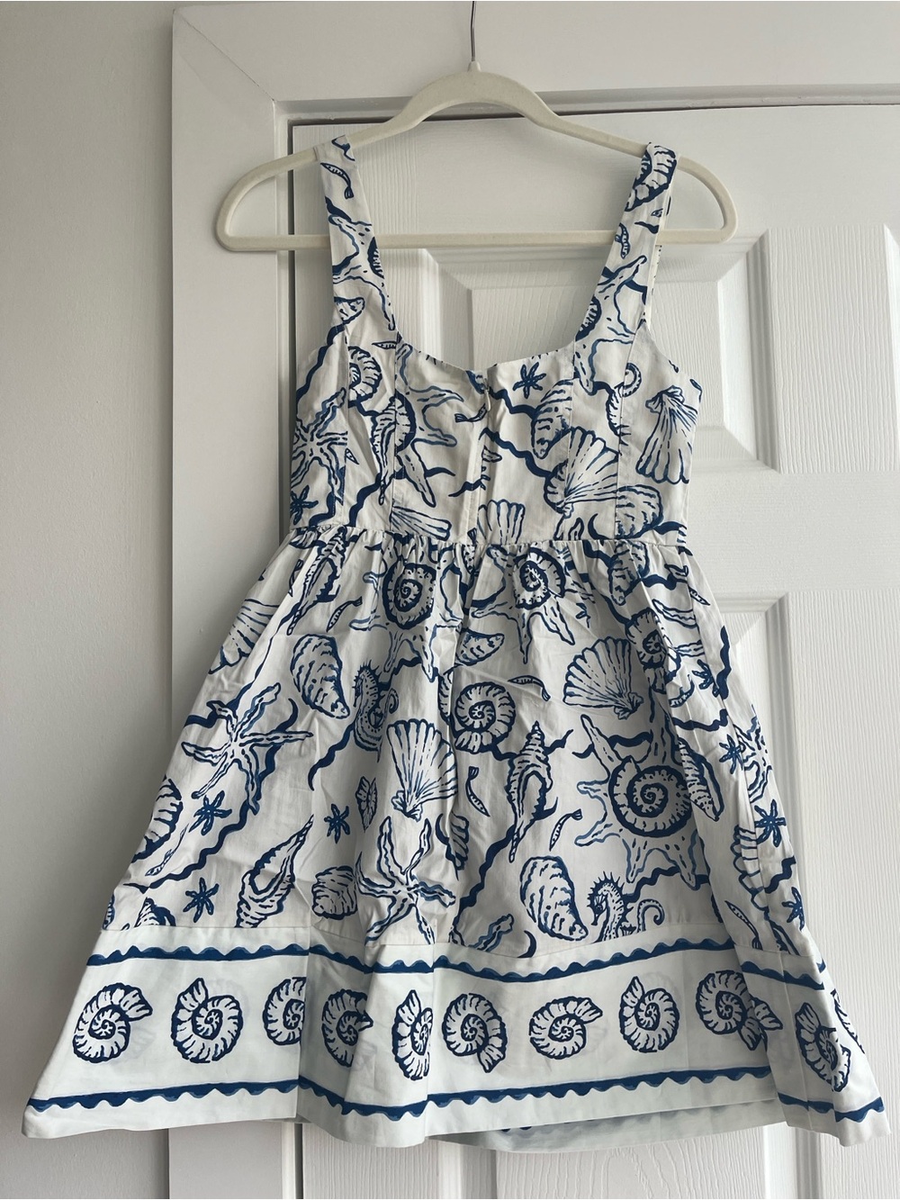 H&M White Dress with Navy Shell Print - Picture 2 of 4